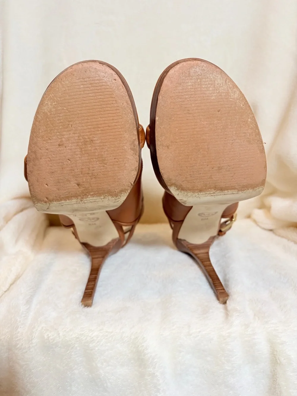 Michael Kors ASTA Cognac Leather High Heel Sandals - Picture 5 of 7